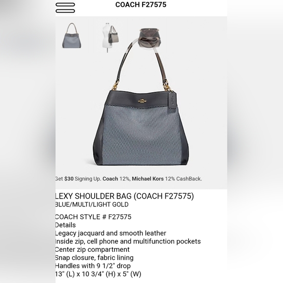 Coach Lexy Navy Blue Leather Satchel Multi Compartment Like New Luxury - Picture 3 of 10